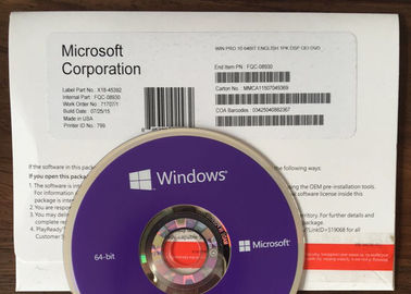 4 activation mordue DVD et COA de la clé 64 de produit de Windows 10 de mémoire de gigaoctet pro