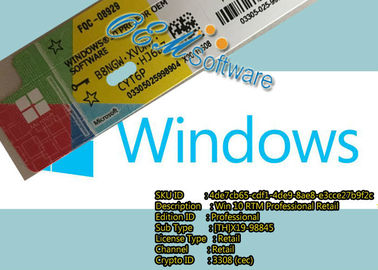 Code principal de Windows 10 actifs globaux, version de touche début d'écran d'autocollant de Coa de Windows pro