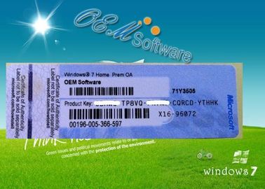 Clé d'OEM de Windows 7 d'activation en ligne pro, autocollant de Coa de clé de Windows 7 Home Premium