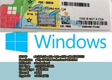 Activation en ligne de pro d'OEM de Windows 10 d'autocollant de la victoire 10 pro label professionnel de COA