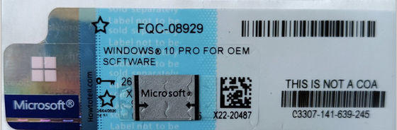 Pack de clés de produit PC ESD Windows 10 Pro Autocollant Coa OEM