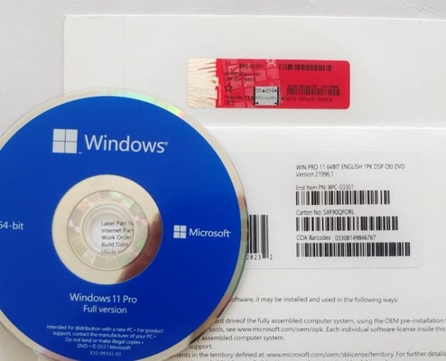 L'autocollant Dvd de Coa enferment dans une boîte le pro original de clé d'activation de Windows 11