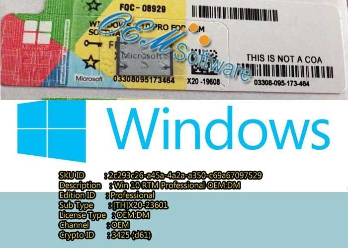 Code principal de Windows 10 de logiciel, mise à jour de clé de permis de professionnel de Windows 10